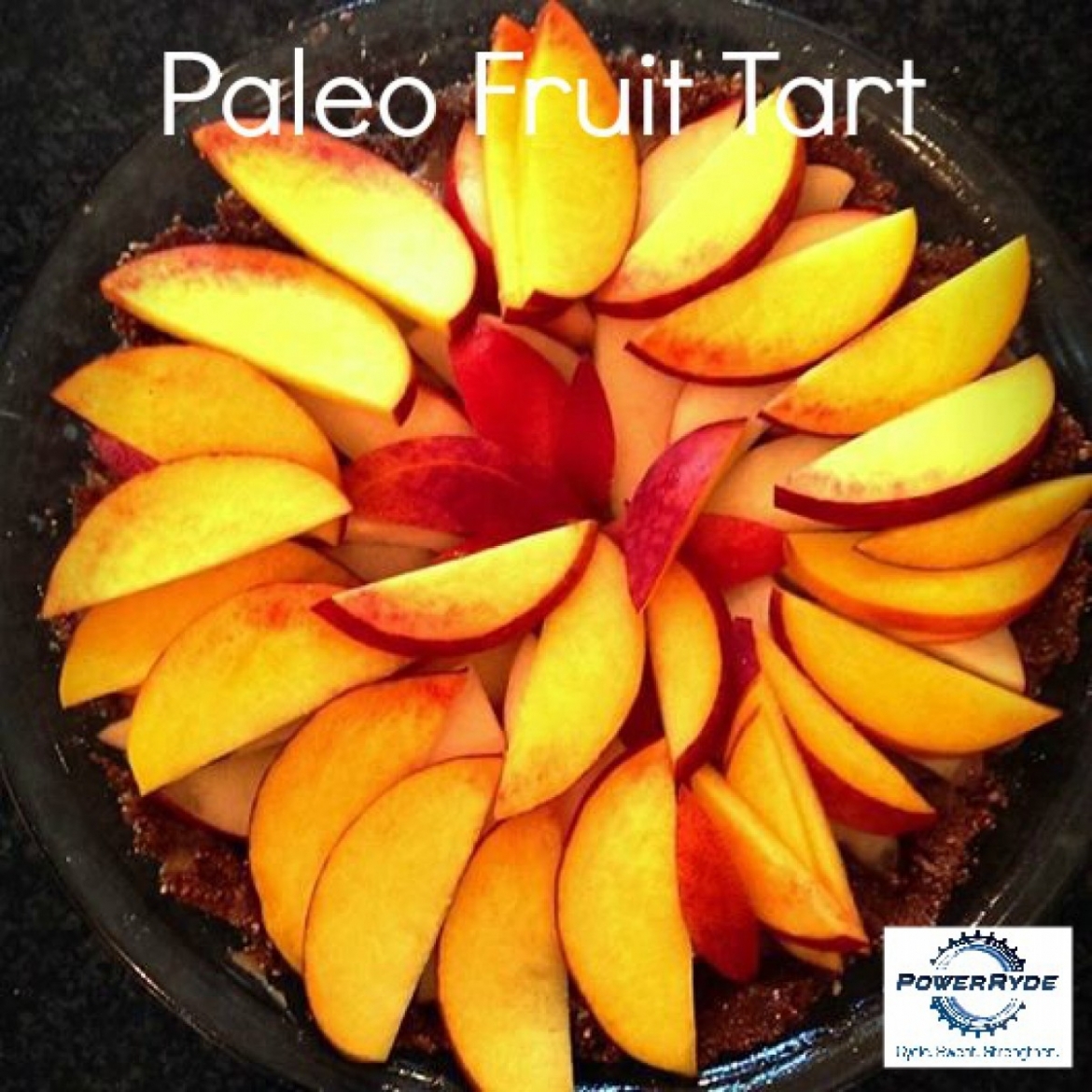 Paleo Fruit Tart tray with PowerRyde logo